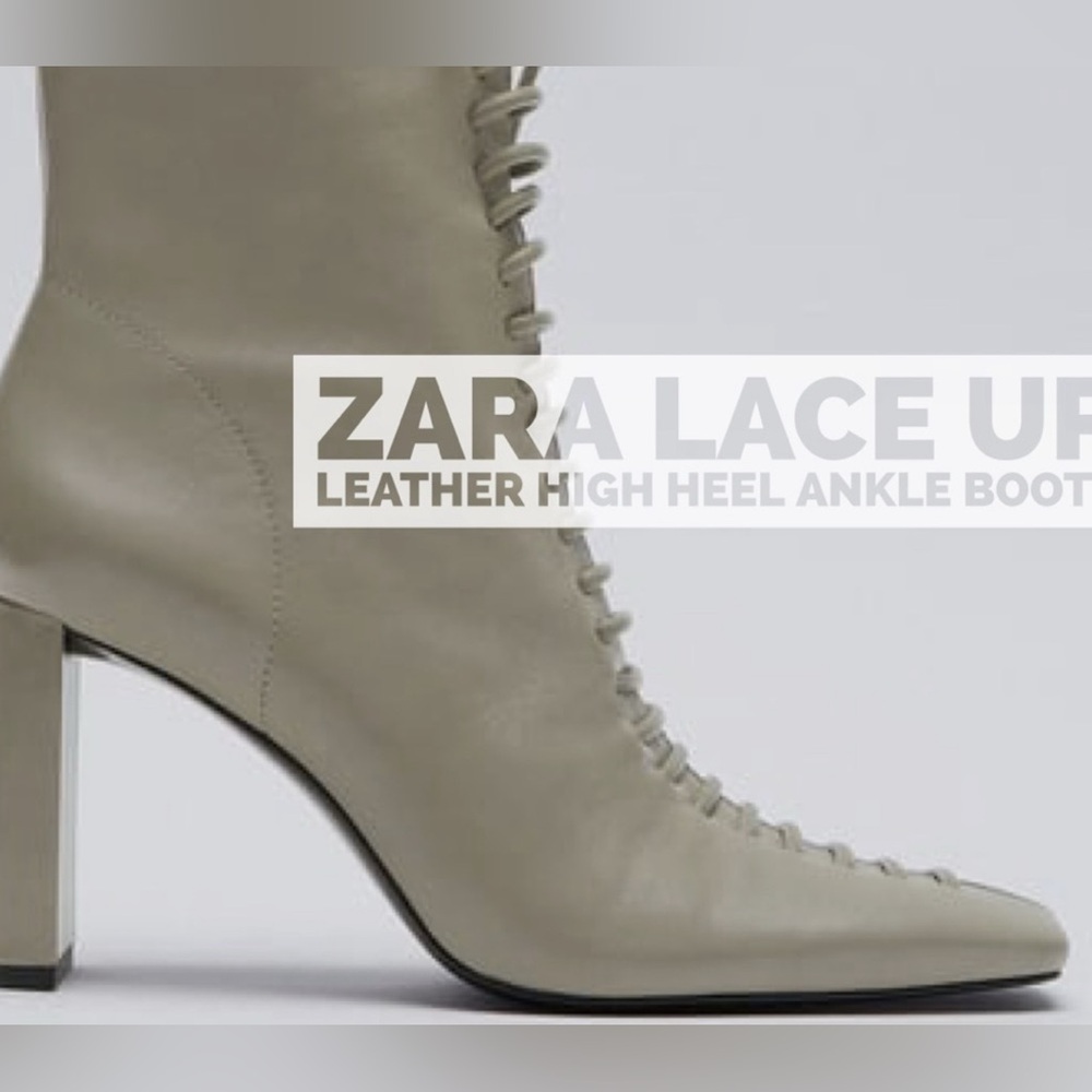 ZARA Lace Up High Heeled Leather Booties